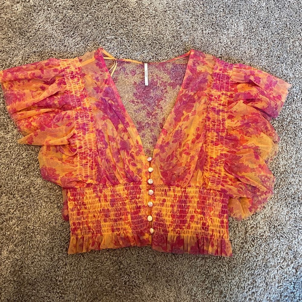 BNWOT - Free People Sugar Top in Pink and Orange